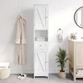 Farmhouse Freestanding Linen Tower with Shelves, Drawer, and Doors